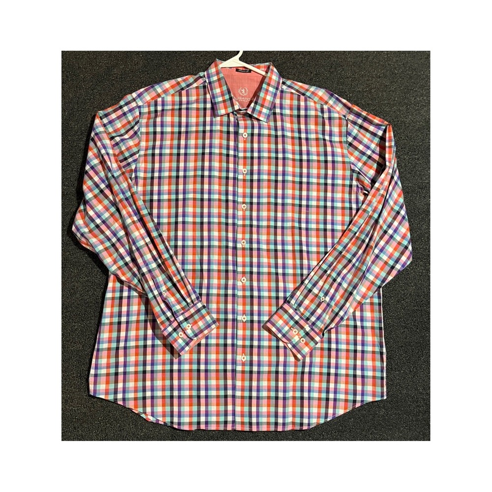 Bugatchi Uomo Mens Classic Fit Multicolor Plaid Long Sleeve Button Down Shirt L - Picture 2 of 11